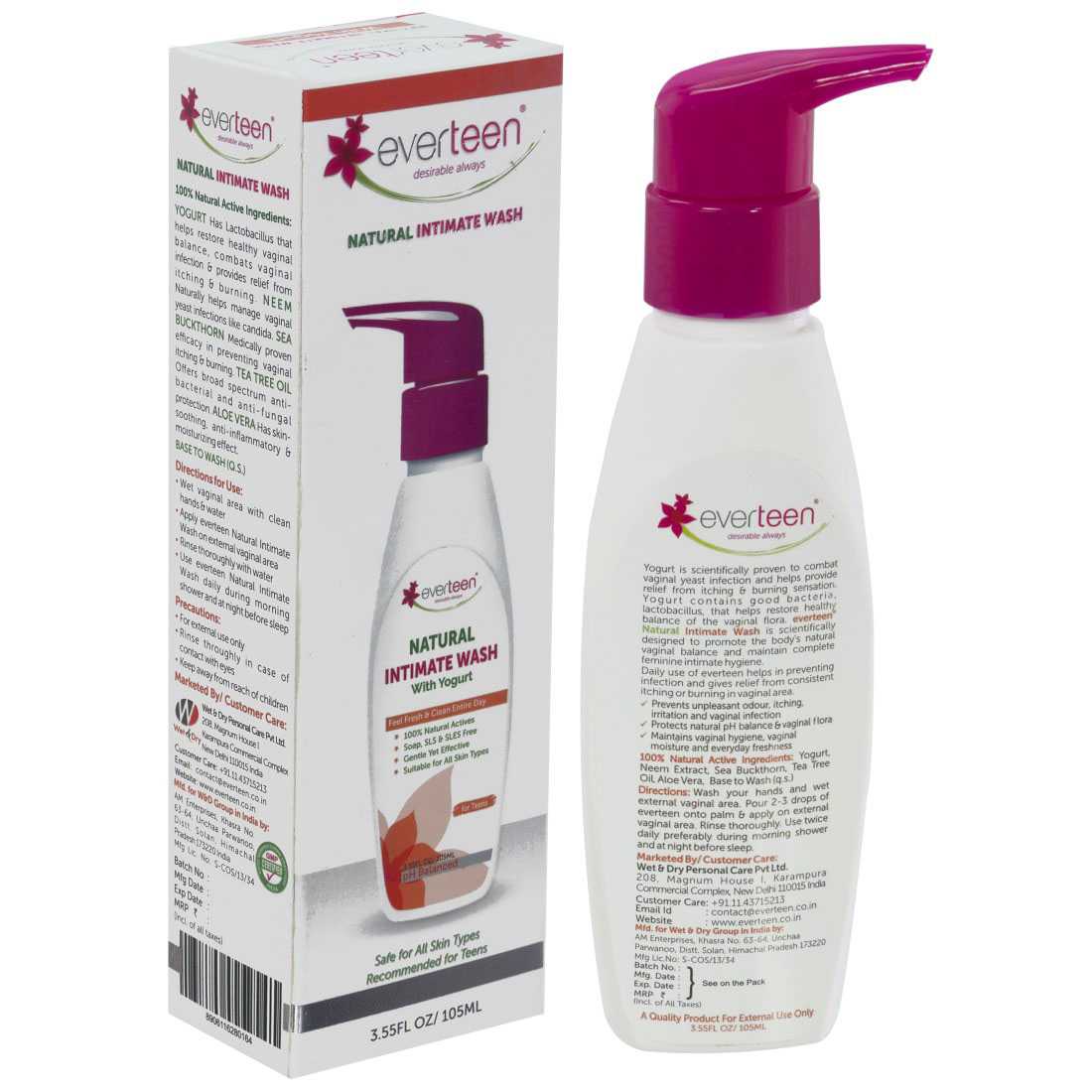 everteen Value Combo - Bikini Line Hair Removal Creme RADIANCE and Yogurt Intimate Wash 105ml for Women - everteen