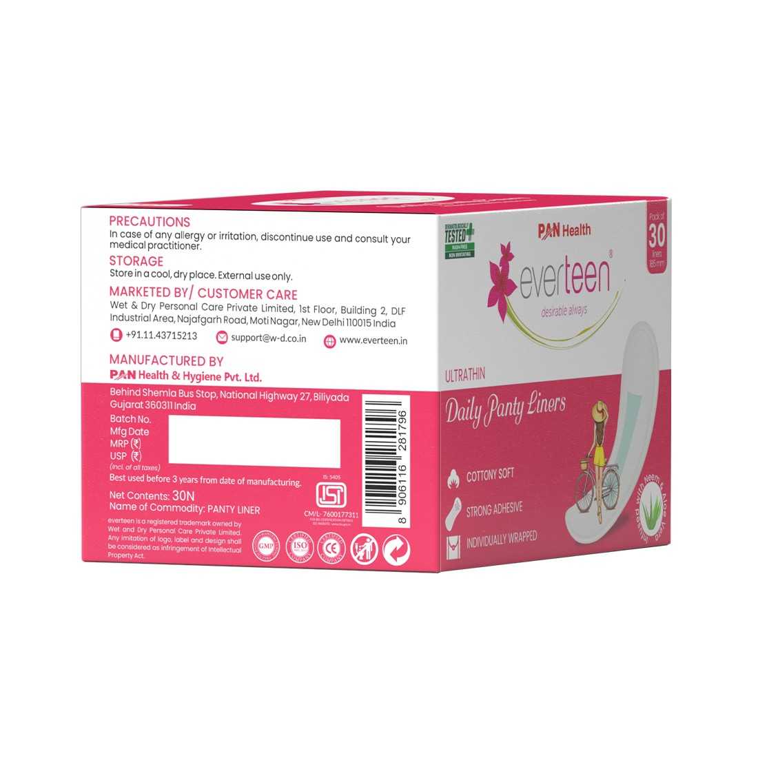 everteen Daily Panty Liners for Vaginal Discharge and Urinary Incontinence in Women - everteen