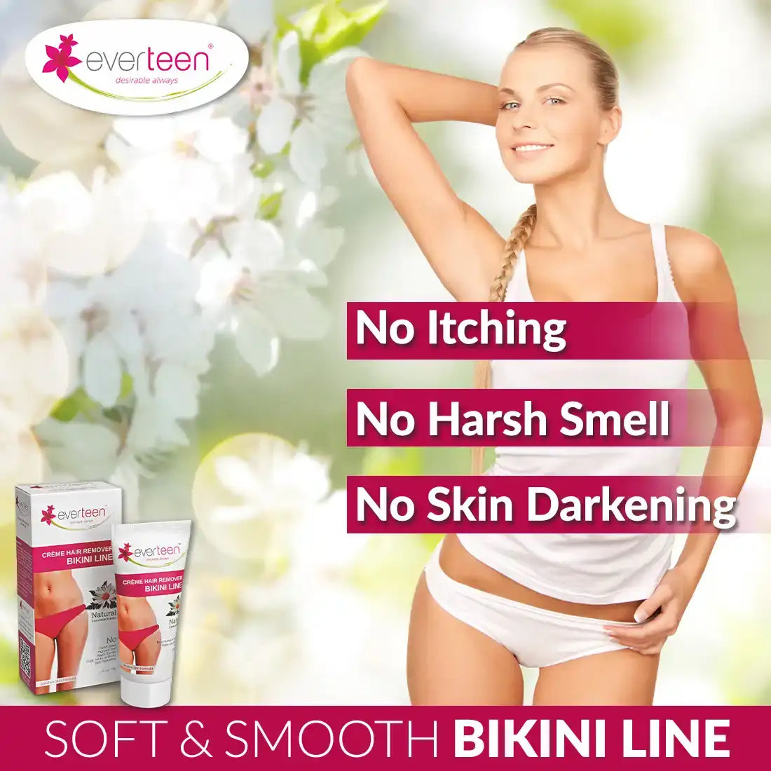 everteen Natural Bikini Line Hair Remover Cream for Women - everteen