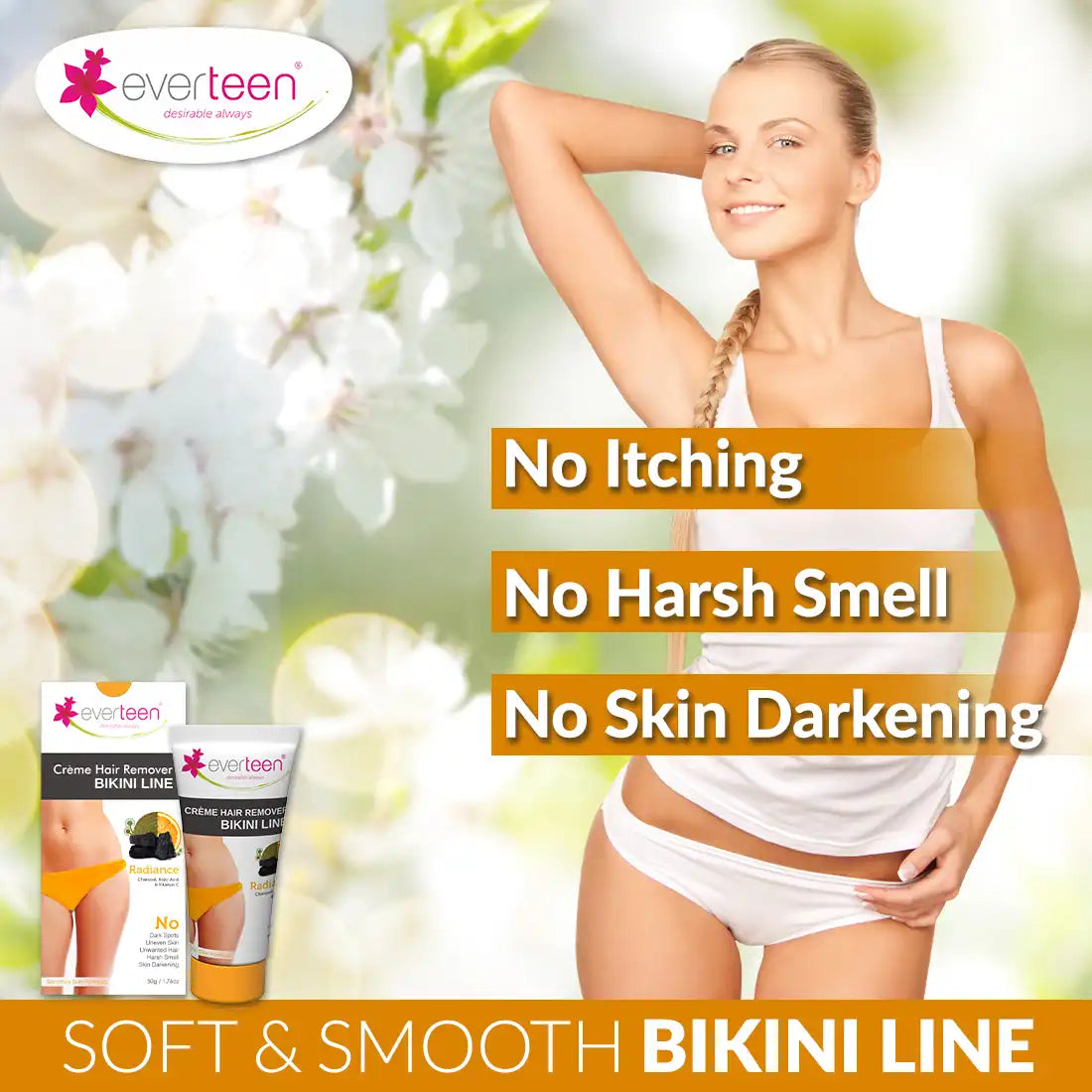 everteen RADIANCE Bikini Line Hair Removal Cream 50g for Women - everteen