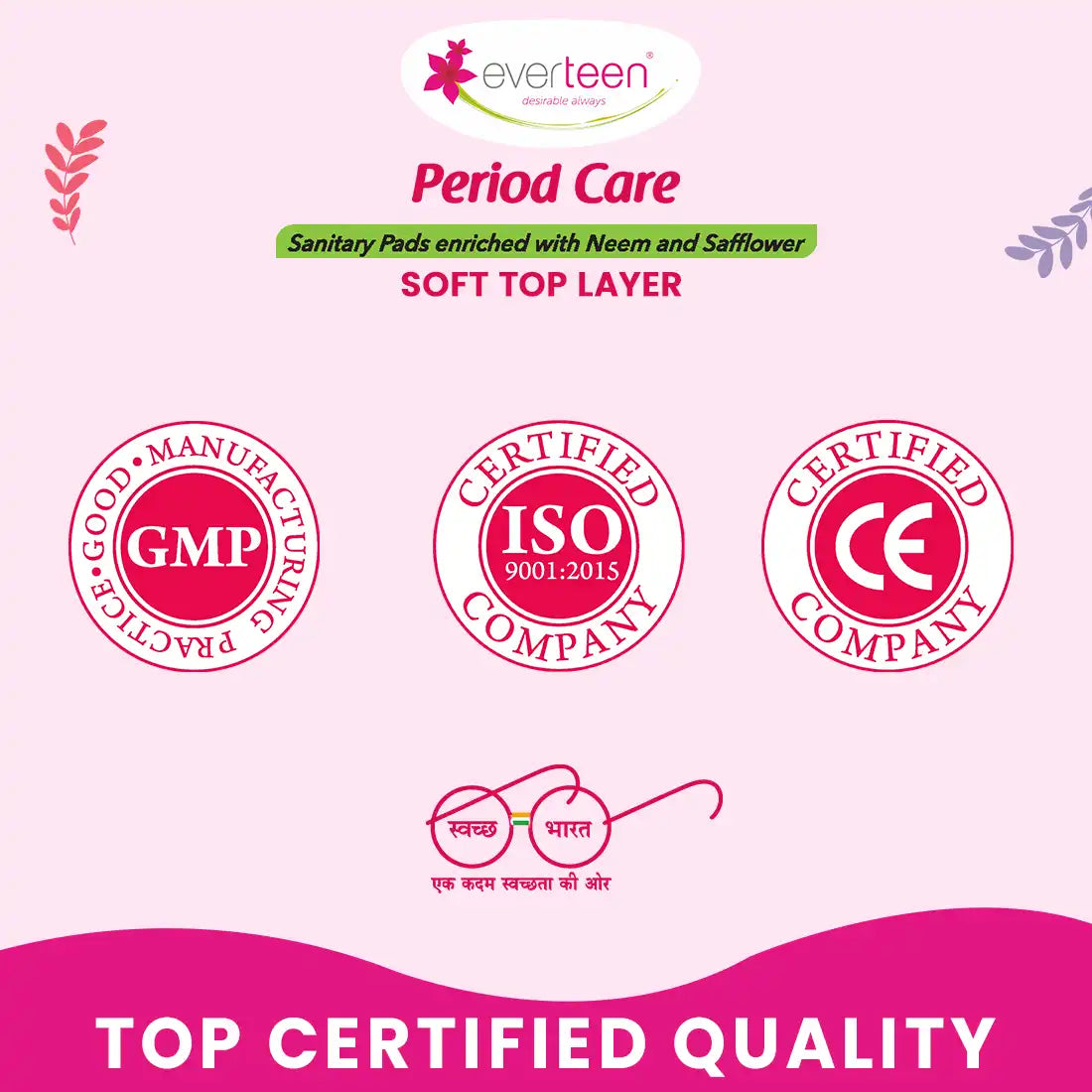everteen Period Care XL Soft 40 Sanitary Pads Enriched with Neem and Safflower For Medium Flow - everteen