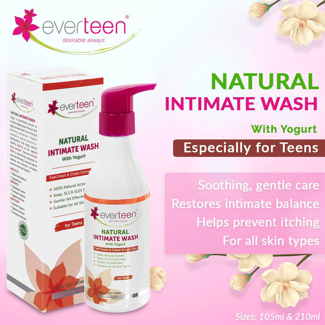everteen Yogurt Natural Intimate Wash for Feminine Intimate Hygiene in Teens - everteen