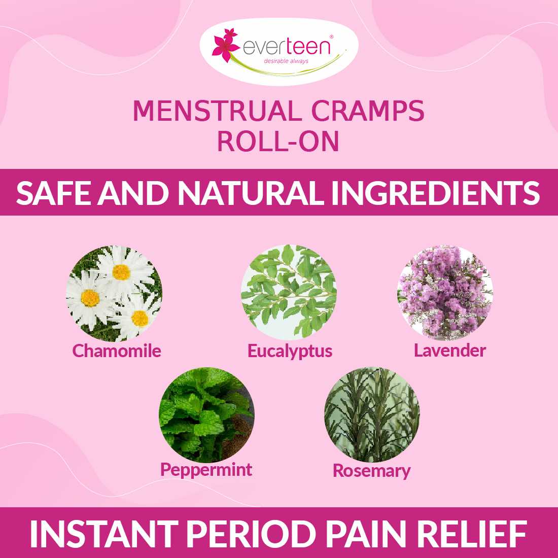 everteen Menstrual Cramps Roll-On for Period Pain Relief in Women - 10ml - everteen