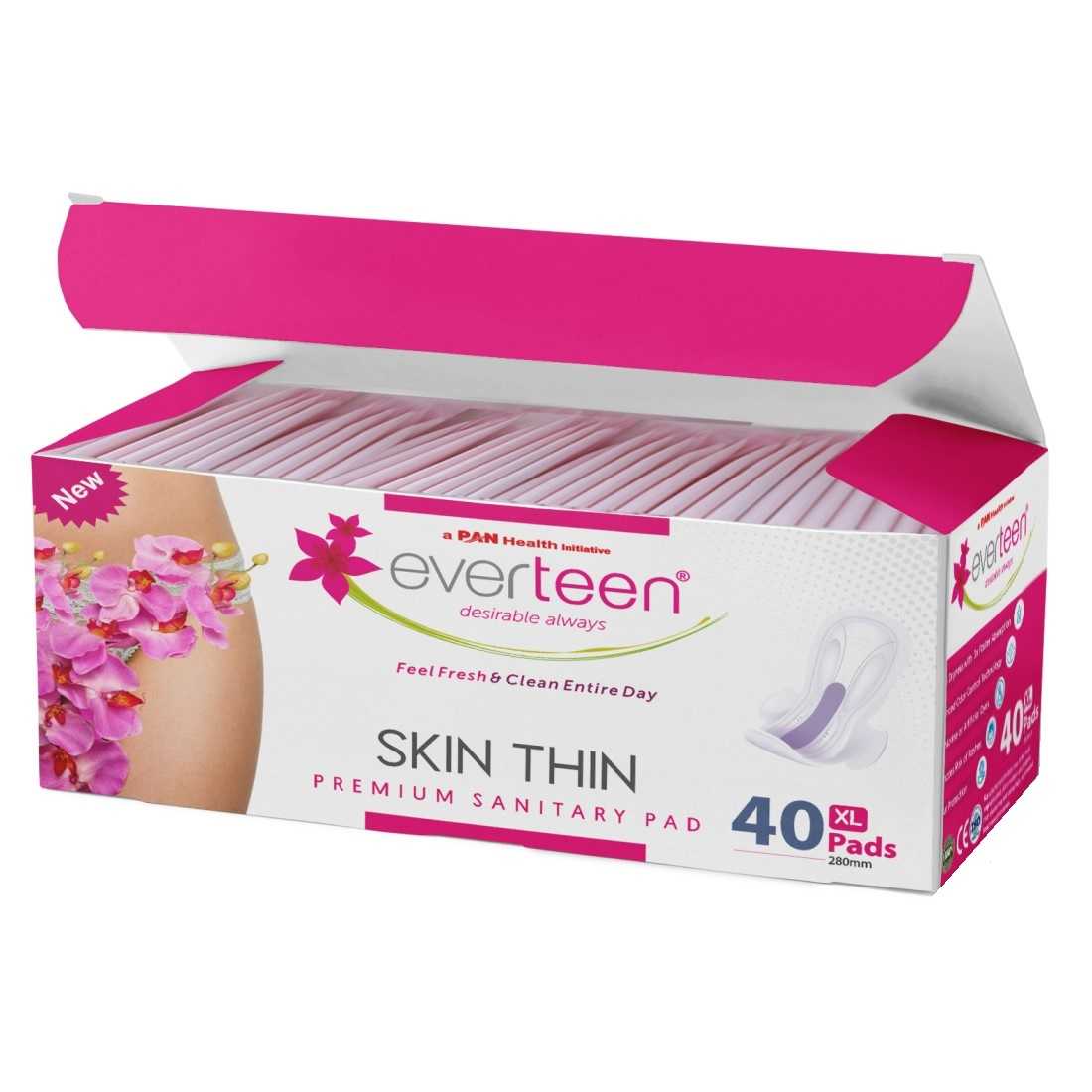 everteen SKIN THIN Premium XL Sanitary Pads Mega Pack for Periods in Women - 40 Pads (280mm) - everteen