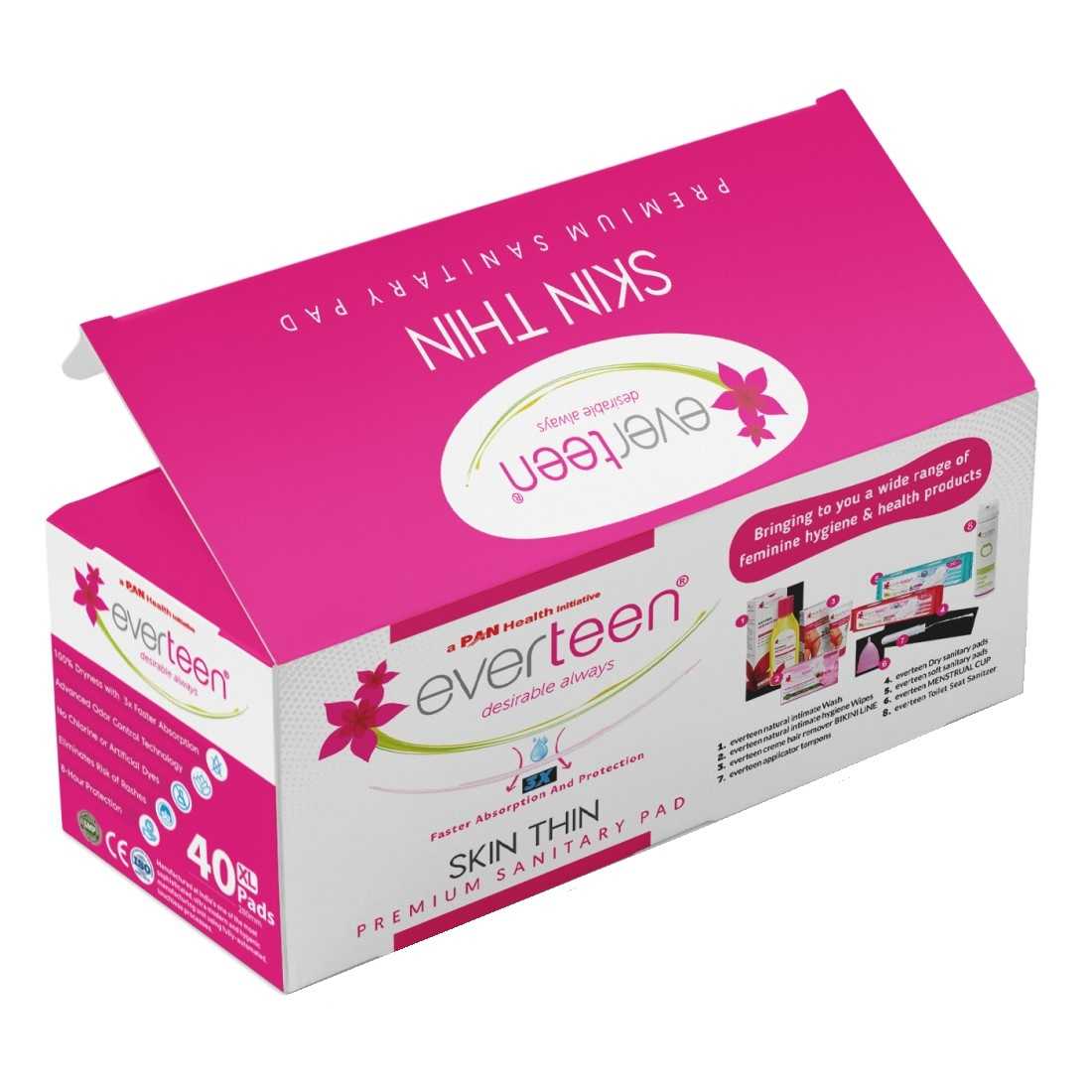 everteen SKIN THIN Premium XL Sanitary Pads Mega Pack for Periods in Women - 40 Pads (280mm) - everteen