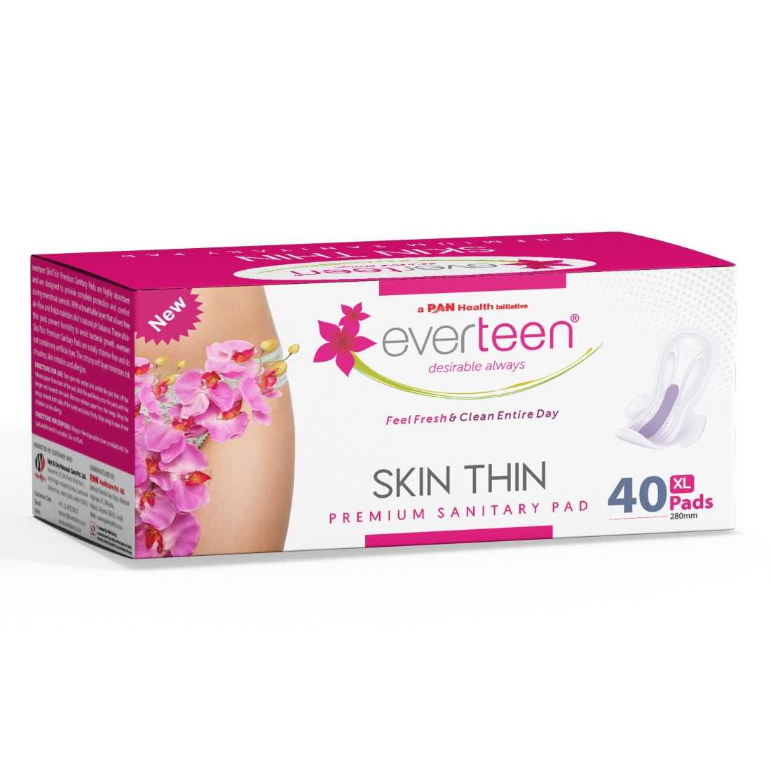 everteen SKIN THIN Premium XL Sanitary Pads Mega Pack for Periods in Women - 40 Pads (280mm) - everteen