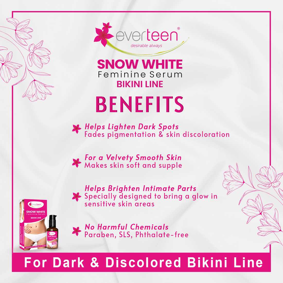 everteen Snow White Feminine Serum Bikini Line for Women - 30ml - everteen