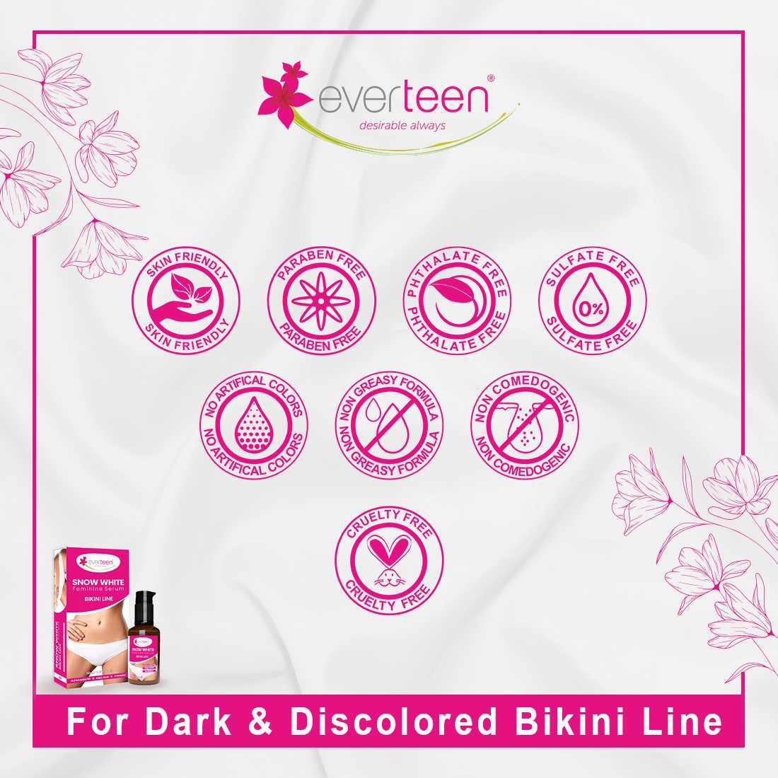 everteen Snow White Feminine Serum Bikini Line for Women - 30ml - everteen