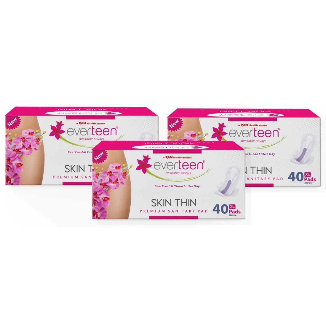 everteen SKIN THIN Premium XL Sanitary Pads Mega Pack for Periods in Women - 40 Pads (280mm) - everteen