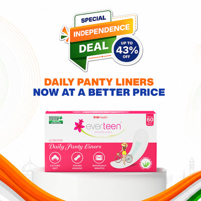 everteen Daily Panty Liners with Neem, Aloe Vera for Vaginal Discharge and Urinary Incontinence in Women
