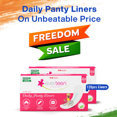 everteen Daily Panty Liners with Neem, Aloe Vera for Vaginal Discharge and Urinary Incontinence in Women