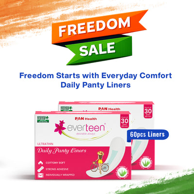 everteen Daily Panty Liners with Neem, Aloe Vera for Vaginal Discharge and Urinary Incontinence in Women