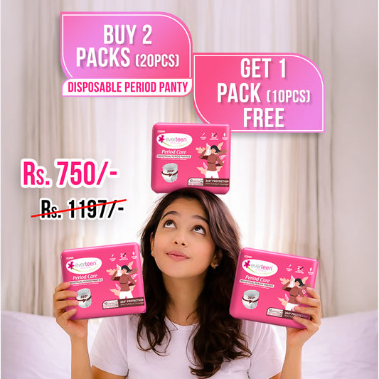 B2G1 Offer: Buy 2 Packs everteen Disposable Period Panties, Get 1 Pack Free