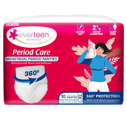 everteen Period Care Period Panties With 360° Protection, Cottony Soft, Enriched with Neem and Safflower - 10N - everteen