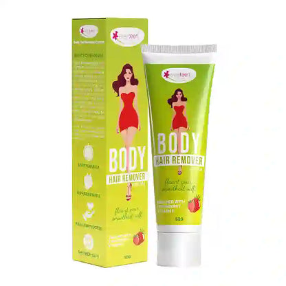 everteen Body Hair Remover Cream for Women enriched with Strawberry, Vitamin E, Almond Oil and Allantoin - 50g