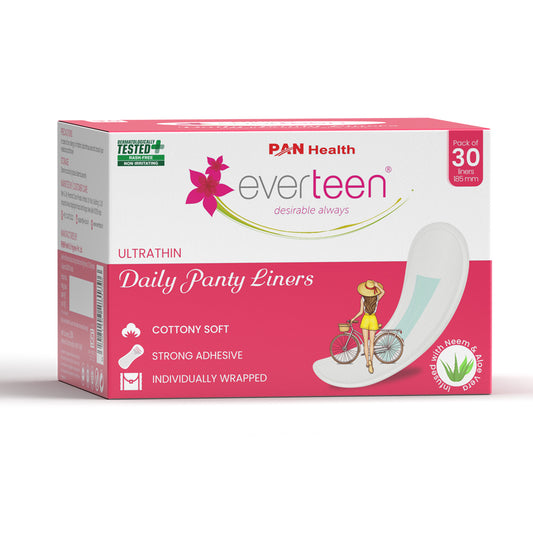everteen Daily Panty Liners with Neem, Aloe Vera for Vaginal Discharge and Incontinence