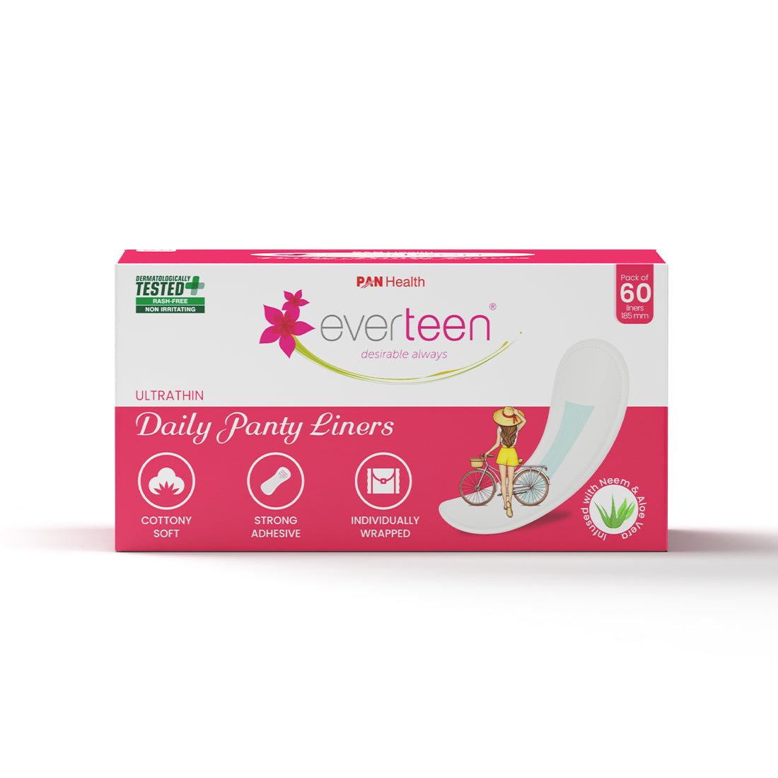 everteen Daily Panty Liners with Neem, Aloe Vera for Vaginal Discharge and Urinary Incontinence in Women