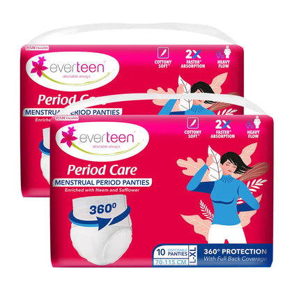 everteen Period Care Period Panties With 360° Protection, Cottony Soft, Enriched with Neem and Safflower - 10N - everteen