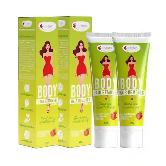 everteen Body Hair Remover Cream for Women enriched with Strawberry, Vitamin E, Almond Oil and Allantoin - 50g