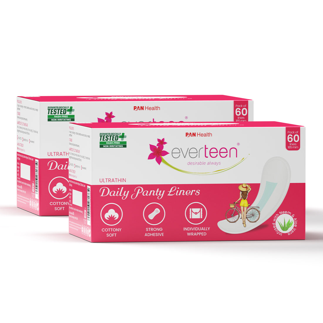 everteen Daily Panty Liners with Neem, Aloe Vera for Vaginal Discharge and Urinary Incontinence in Women