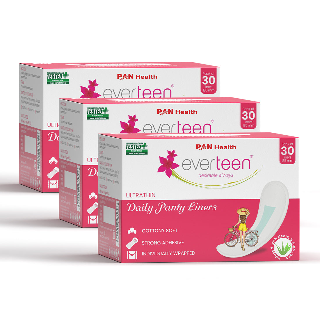 everteen Daily Panty Liners with Neem, Aloe Vera for Vaginal Discharge and Urinary Incontinence in Women