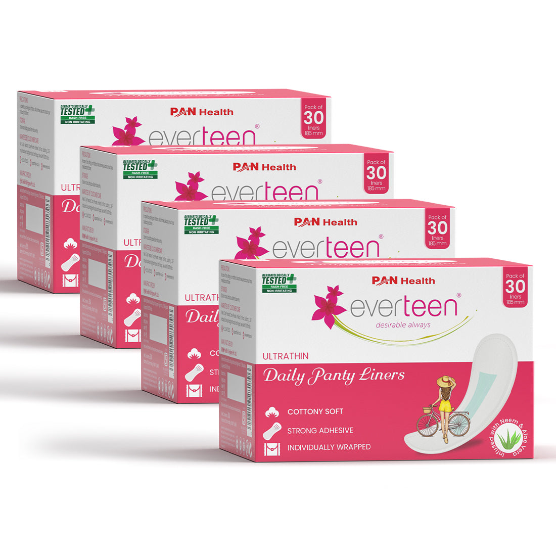 everteen Daily Panty Liners with Neem, Aloe Vera for Vaginal Discharge and Urinary Incontinence in Women