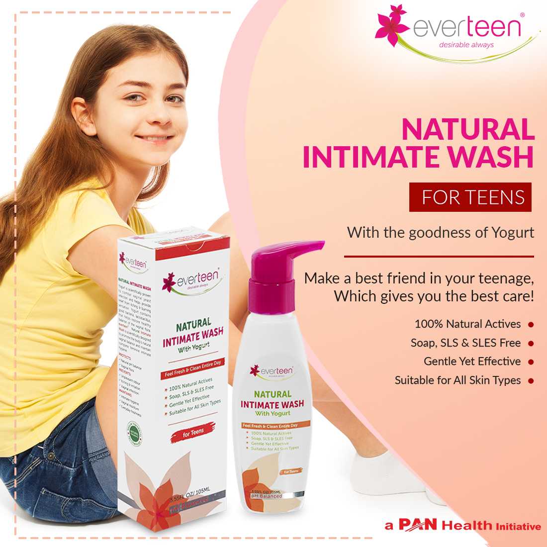 everteen Value Combo - Bikini Line Hair Removal Creme RADIANCE and Yogurt Intimate Wash 105ml for Women - everteen