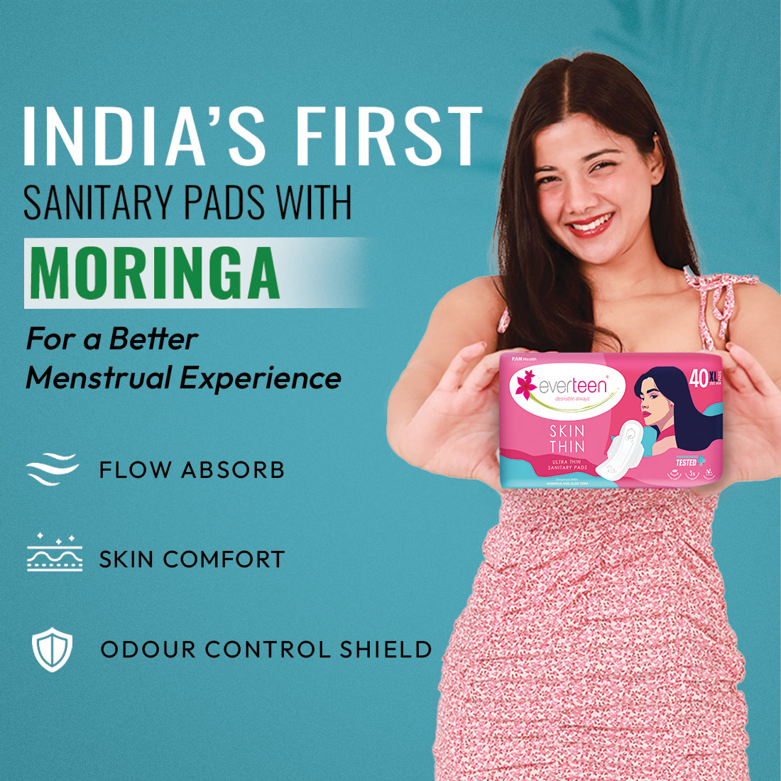 SKIN THIN Ultra XL Sanitary Pads with Moringa & Aloe Vera (40 Pads, 285mm)