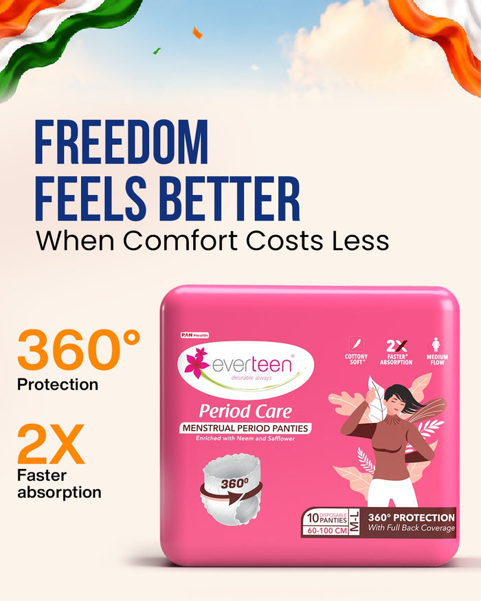 everteen Disposable Period Panties, Enriched with Neem and Safflower