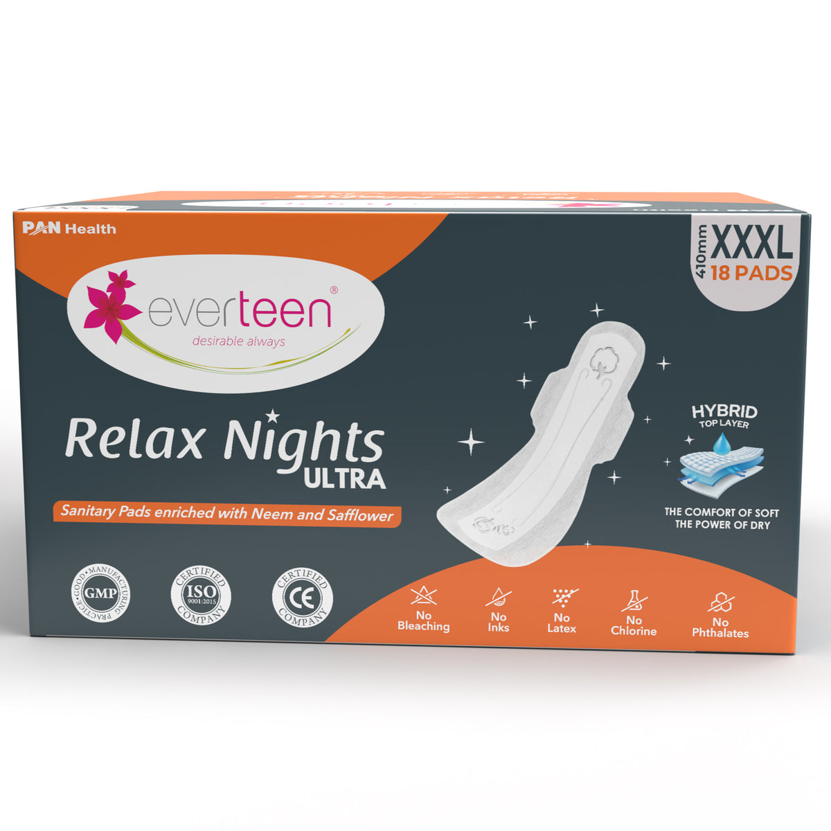XXXL Relax Nights Ultra Sanitary Pads with Neem and Safflower - (410mm)