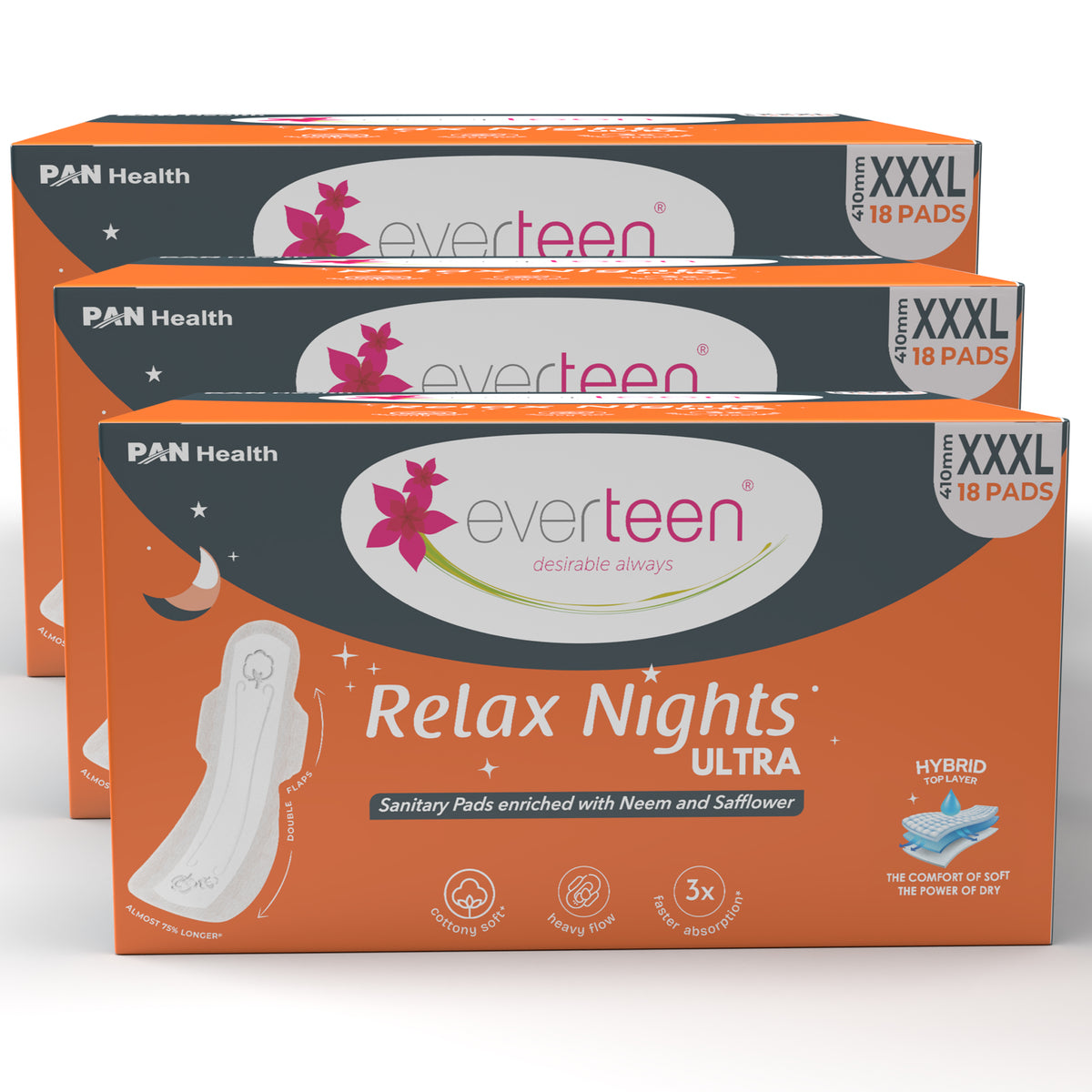 XXXL Relax Nights Ultra Sanitary Pads with Neem and Safflower - (410mm)
