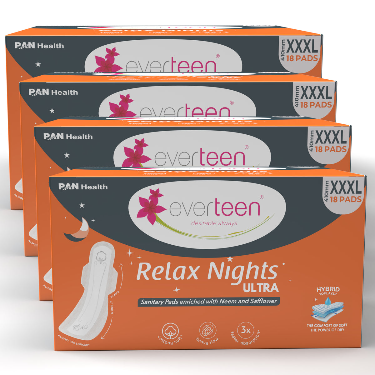 XXXL Relax Nights Ultra Sanitary Pads with Neem and Safflower - (410mm)