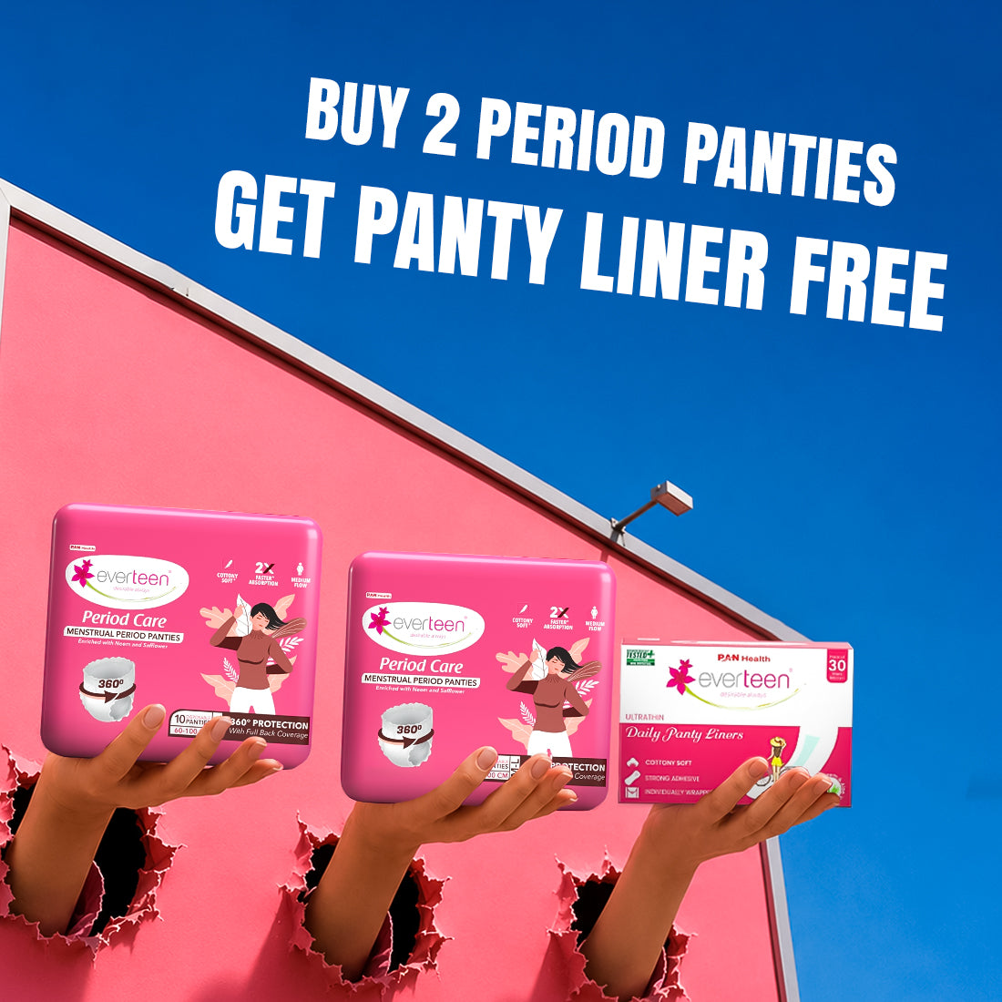 everteen Period Panties (M–L) + Panty Liner — Buy 2 Get 1 Panty Liner Free