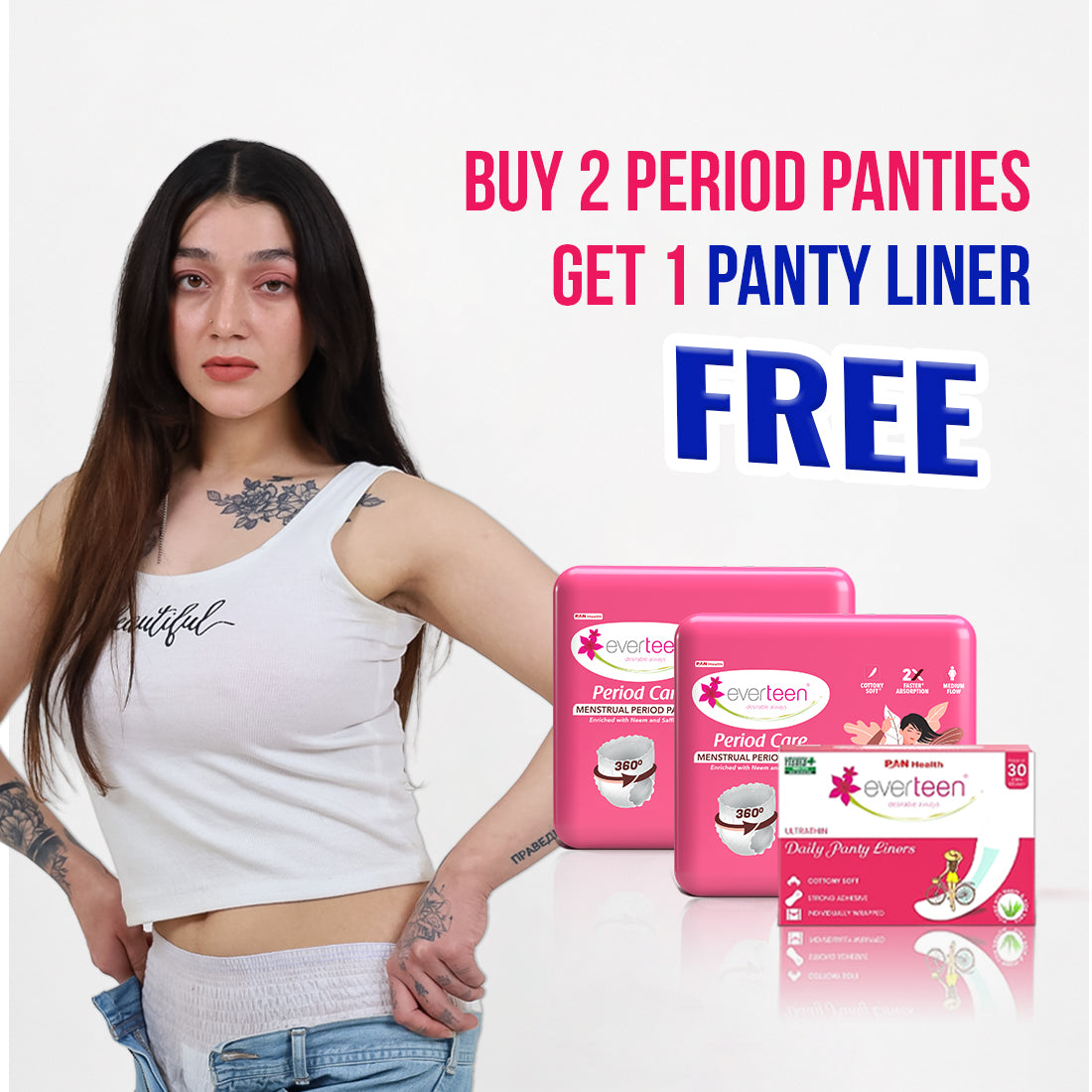 everteen Period Panties (M–L) + Panty Liner — Buy 2 Get 1 Panty Liner Free