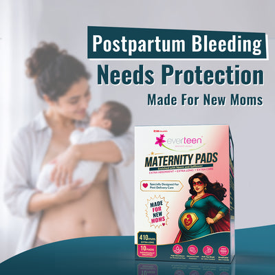 everteen Maternity Pads with Neem and Safflower for Extra Heavy Flow Postpartum Care - 10 Pads