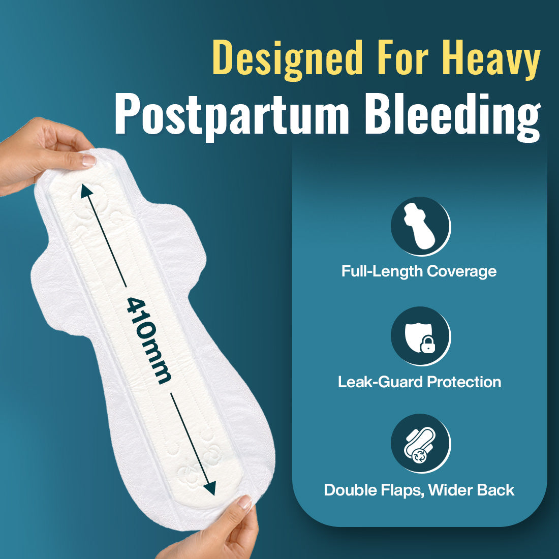 everteen Maternity Pads with Neem and Safflower for Extra Heavy Flow Postpartum Care - 10 Pads