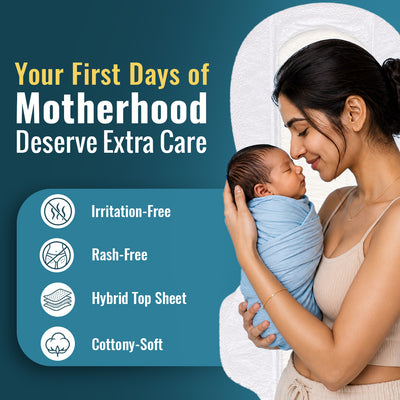 everteen Maternity Pads with Neem and Safflower for Extra Heavy Flow Postpartum Care - 10 Pads