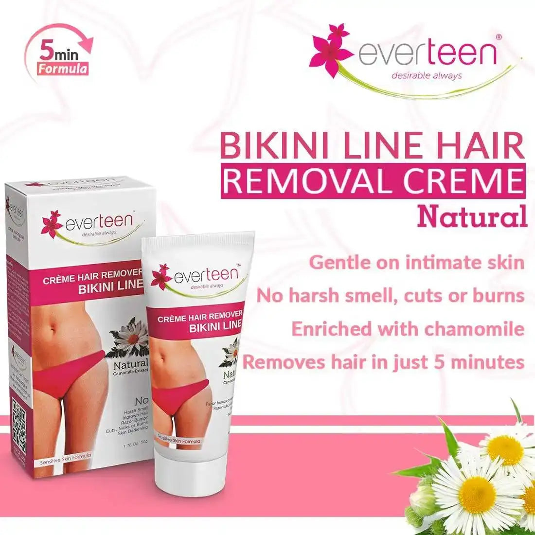 everteen Natural Bikini Line Hair Remover Cream for Women - everteen