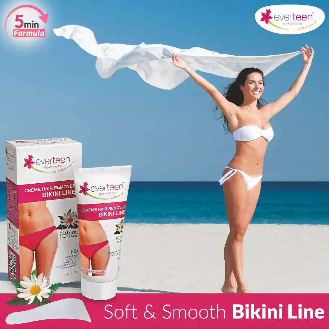 everteen Natural Bikini Line Hair Remover Cream for Women - everteen