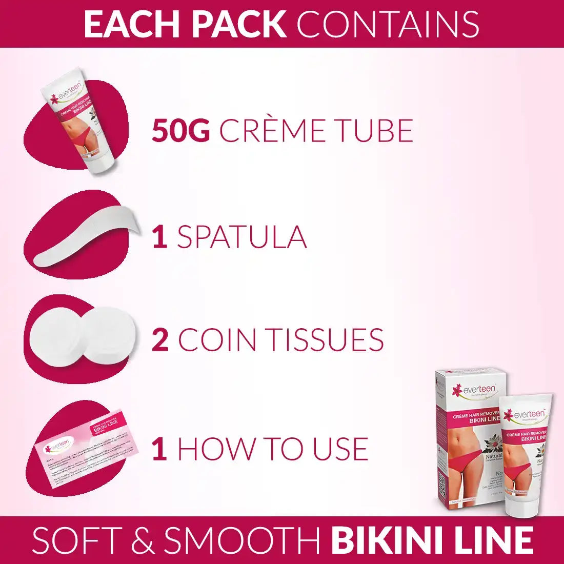 everteen Natural Bikini Line Hair Remover Cream for Women - everteen