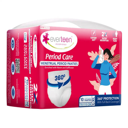 everteen Period Care Period Panties With 360° Protection, Cottony Soft, Enriched with Neem and Safflower - 10N - everteen