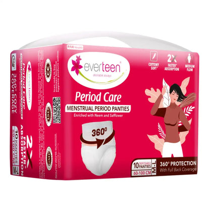 everteen Period Care Period Panties With 360° Protection, Cottony Soft, Enriched with Neem and Safflower - 10N - everteen