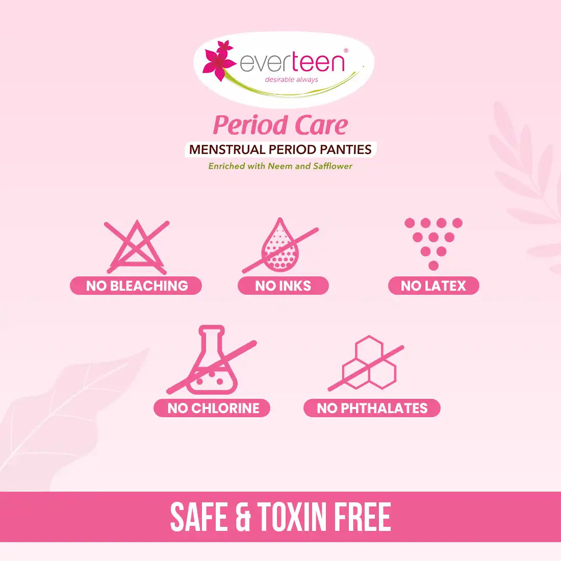 everteen Period Care Period Panties With 360° Protection, Cottony Soft, Enriched with Neem and Safflower - 10N - everteen