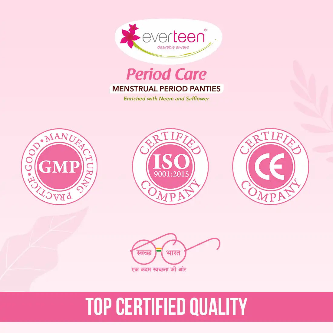 everteen Period Care Period Panties With 360° Protection, Cottony Soft, Enriched with Neem and Safflower - 10N - everteen