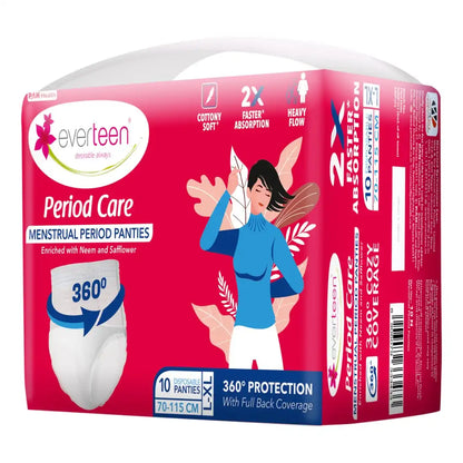 everteen Period Care Period Panties With 360° Protection, Cottony Soft, Enriched with Neem and Safflower - 10N - everteen