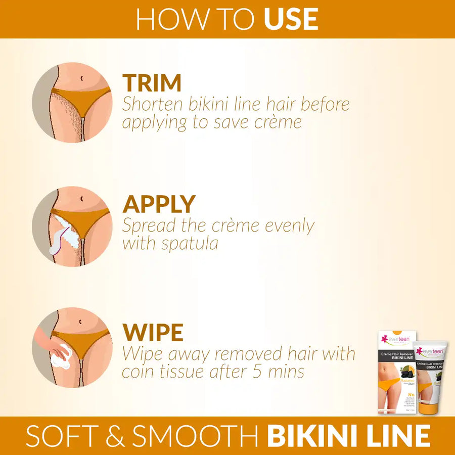 everteen RADIANCE Bikini Line Hair Removal Cream 50g for Women - everteen