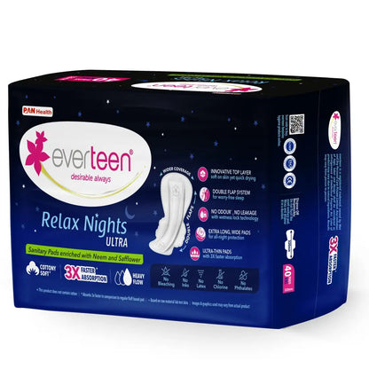 everteen XXL Relax Nights Ultra Thin 40 Sanitary Pads with Neem and Safflower - everteen