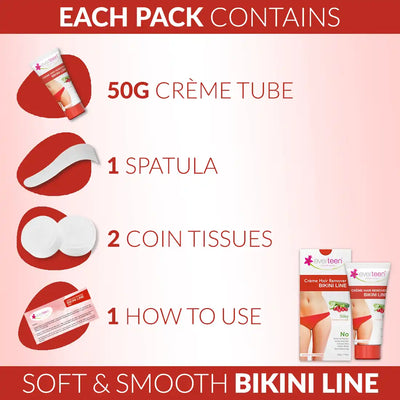 everteen SILKY Bikini Line Hair Remover Cream 50g with Cranberry and Cucumber - everteen