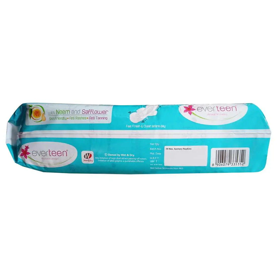 everteen Combo Bikini Line Hair Remover Creme 50g & XL Dry Sanitary Napkin Pads with Neem and Safflower - (20 Pads, 280mm) - everteen