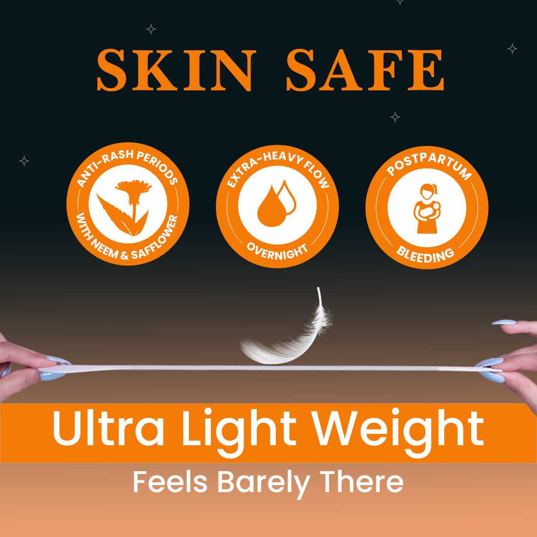 everteen Relax Nights Ultra Overnight XXXL Sanitary Pads, Neem, Safflower, Dermatologically Tested, Heavy Flow, Postpartum Care - 30 Pads (410mm)